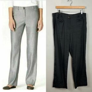 J Jill Linen Stretch Linen Blend Trouser Pants Straight Leg- Charcoal  Sz 12